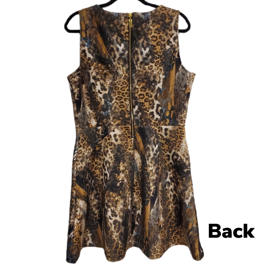 Jennifer Lopez Animal Print Sheath Dress Brown - Picture 2 of 7